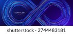 Digital Data Flow Infinity Blockchain Sign. Block Chain Crypto Currency Tech Concept. Tech Science Art Vector Illustration.