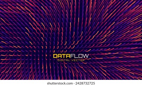 Digital Data Flow Lines Background. Big Data Technology Lines. Abstract Neural Network. High Speed Light Trails. Information Flow in Virtual Reality Cyberspace. Vector Illustration.
