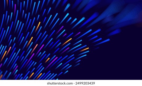 Digital Data Flow Speed Lines Background. Big Data Technology Lines. Fast Wireless Data Transmission. High Speed of Light Trails. Information Flow in Virtual Reality Cyberspace. Vector Illustration.