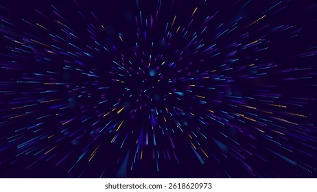 Digital Data Flow Speed Lines Background. Big Data Technology Lines. Fast Wireless Data Transmission. High Speed of Light Trails. Information Flow in Virtual Reality Cyberspace. Vector Illustration.