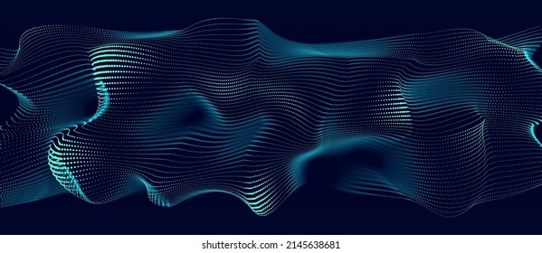 Digital Data Flow Vector Background. Big Data Technology Lines. 5G Wireless Data Transmission. High Speed Internet. Information Flow in Virtual Reality Cyberspace. Vector Illustration.