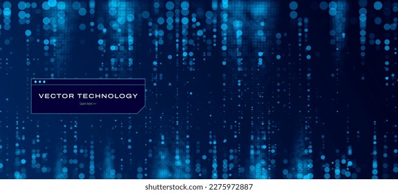 Digital Data Flow Vector Background. Big Data Technology Lines. Data Transmission Concept. High Speed Internet. Information Matrix Flow in Virtual Reality Cyberspace. Vector Illustration.