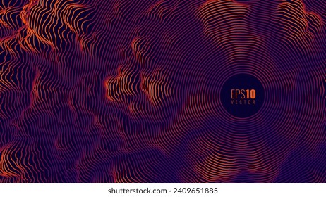 Digital Data Flow Vector Background. Abstract Digital Circles of Particles with Noise. Futuristic Circular Sound Wave. Big Data Visualization. Vector Illustration.