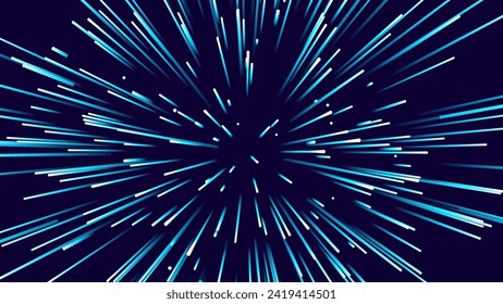 Digital Data Flow Vector Background. Big Data Technology Lines. 5G Wireless Data Transmission. High Speed of Light Trails. Information Flow in Virtual Reality Cyberspace. Vector Illustration.