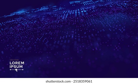 Digital Data Flow Vector Background. Big Data Technology Lines. Data Transmission Concept. High Speed Internet. Information Matrix Flow in Virtual Reality Cyberspace. Vector Illustration.
