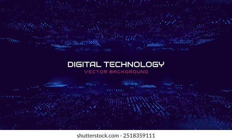 Plano De Fundo Do Vetor De Fluxo De Dados Digital. Grandes Linhas Tecnológicas De Dados. Conceito De Transmissão De Dados. Internet de alta velocidade. Fluxo da matriz de informações no ciberespaço de realidade virtual. Ilustração de vetor.