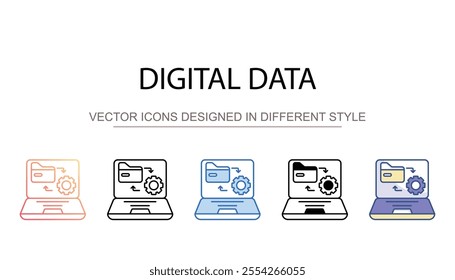 Digital data icon design with white background stock illustration