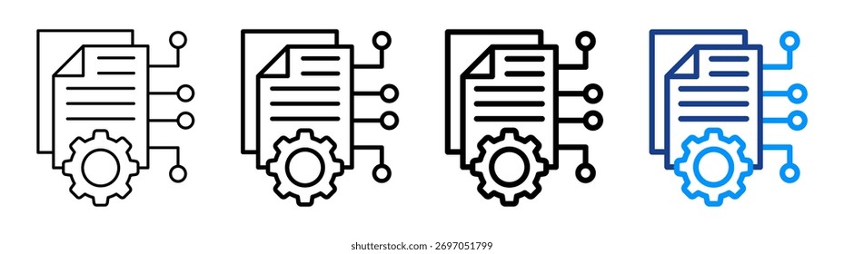 Digital Data Icon Different Outline Collection Set
