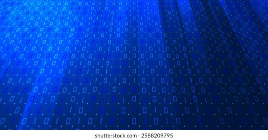 Digital data and innovation technology binary code on blue dark background. vector illustration