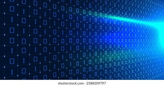 Digital data and innovation technology binary code on blue dark background. vector illustration