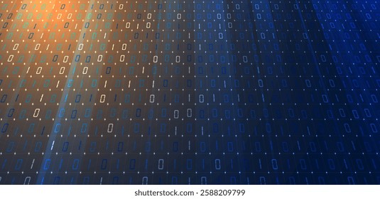 Digital data and innovation technology binary code on blue dark background. vector illustration