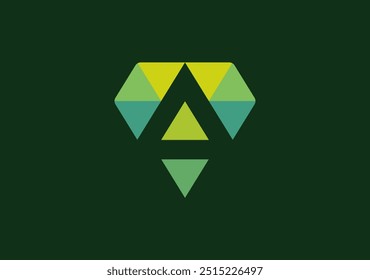 Dados digitais encontram design em um logotipo triangular A, encapsulando inovação, precisão e a natureza dinâmica da tecnologia da informação moderna