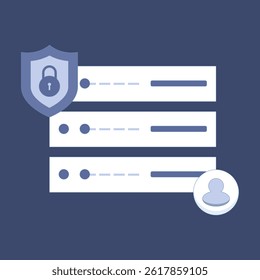Digital data protection concept. Cyber ​​security icon. Data security. Data center, access rights concept. Network protection. Flat vector design illustration on background.