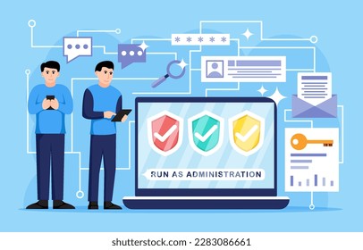 Digital data protection design vector. Cyber security illustration background. Cloud computing network safety concept.