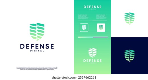 digital data security with shield concept, technology services, vector graphic illustration.