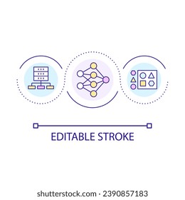Digital data segregation loop concept icon. Datum processing and selection. Database analytics abstract idea thin line illustration. Isolated outline drawing. Editable stroke