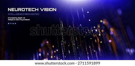 Digital data streams with glowing dots for tech background. Futuristic network connection. Concept of artificial intelligence and machine learning.