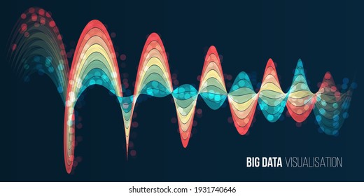 Digital data visualization. Futuristic isometric finance tradings. Big data analysis. Geometric colorful spiral array.