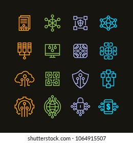 Digital database graphic - minimal thin line web icon set. Outline icons collection. 
Simple vector illustration.