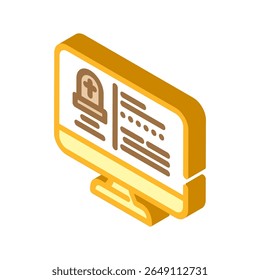 vetor de ícone isométrico de mortalidade na tela de registro de morte digital. sinal de mortalidade na tela de registro de morte digital. ilustração de símbolo isolado