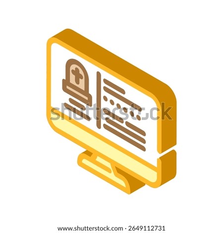 digital death record screen mortality isometric icon vector. digital death record screen mortality sign. isolated symbol illustration