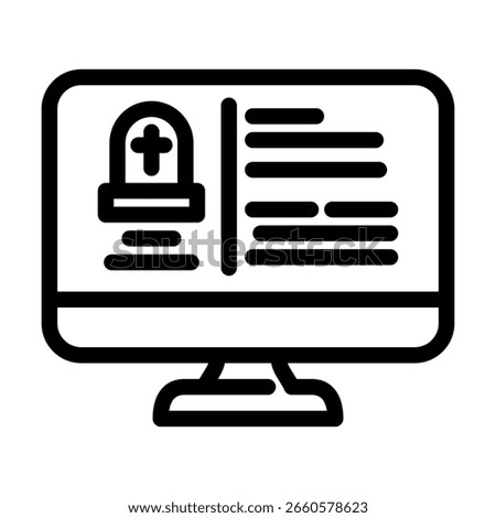 digital death record screen mortality line icon vector. digital death record screen mortality sign. isolated contour symbol black illustration