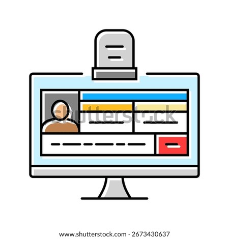 digital death record screen mortality color icon vector. digital death record screen mortality sign. isolated symbol illustration
