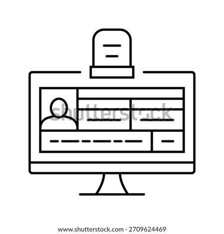 digital death record screen mortality line icon vector. digital death record screen mortality sign. isolated contour symbol black illustration