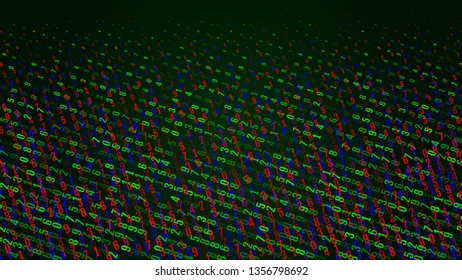 Digital decimal code matrix background. Glitch style. 