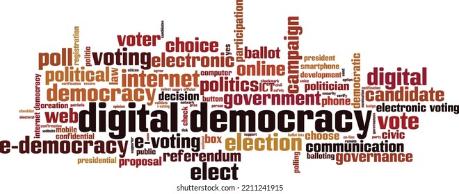 Digital democracy word cloud concept. Collage made of words about digital democracy. Vector illustration 