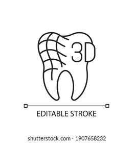 Digital Dentistry Linear Icon. Dental Health Idea. Tooth Restoration Procedure. Dentist Practise. Thin Line Customizable Illustration. Contour Symbol. Vector Isolated Outline Drawing. Editable Stroke