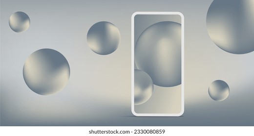 Digital Design 3D banner and wallpaper with smart phone mobile display mockup vector illustration 