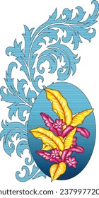 Digital Design background with colorful objects and flowers-digital-textile-design-flowers-leaves