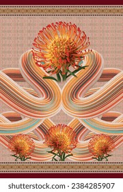 Digital Design background with colorful objects and flowers-Exquisite border design, border pattern, Motif, Graph-digital-textile-design-flowers-leaves
