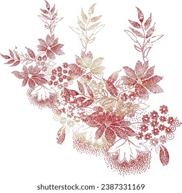 Digital Design background with colorful objects and flowers-digital-textile-design-flowers-leaves-Exquisite border design, border pattern, Motif, Graph
