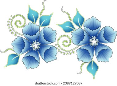 Digital Design background with colorful objects and flowers-digital-textile-design-flowers-leaves-Exquisite border design, border pattern, Motif, Graph