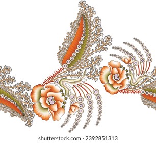 
Digital Design background with colorful objects and flowers-
digital-textile-design-flowers-leaves-Exquisite border design, border pattern, Motif, Gra