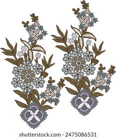 Digitaler Design-Hintergrund mit bunten Objekten und Blumen