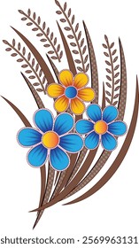 Digital Design background with colorful objects and flowers- digital-textile-design-flowers-leaves-Exquisite border design, border pattern, Motif, Graf
