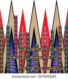Digital Design background with colorful objects and flowers- digital-textile-design-flowers-leaves-Exquisite border design, border pattern, Motif, Graph