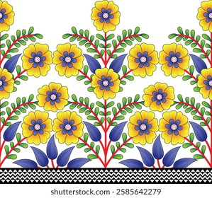 Digital Design background with colorful objects and flowers-digital-textile-design-flowers-leaves-Exquisite border design, border pattern, Motif, Graph-Design for Pakistani-Indian-Turki-Kurti Design