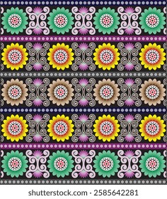 Digital Design background with colorful objects and flowers-digital-textile-design-flowers-leaves-Exquisite border design, border pattern, Motif, Graph-Design for Pakistani-Indian-Turki-Kurti Design
