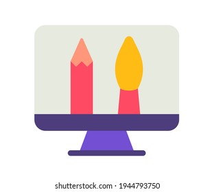 digital design computer single isolated icon with flat style