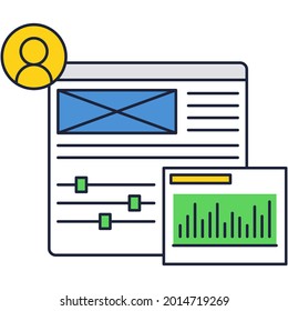 Digital design, development and algorithm testing automation process icon. Vector software and settings programming, user interface creation