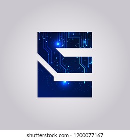 Digital Design E Logo Vector - Letter E Design Template - Minimal E Initial Beautiful Logotype - Modern Logo for Company or Business Identity - Abstract Art
