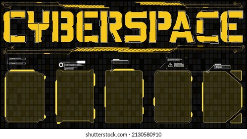 Digital design elements hud style. Trendy 2022 shapes in cyberpunk style. Bar labels,info box bars. Futuristic info boxes layout templates Cyberpunk retro futuristic poster set abstract cosmic shapes.