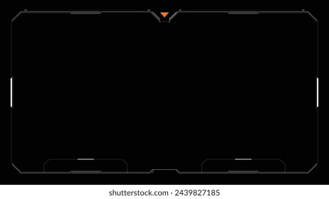 Digital design frame. Gaming menu touching cyber monitoring dashboard panels HUD futuristic user interface frame template. Sci Fi high tech screens. Cyberspace head-up display interface