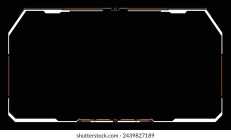 Digital design frame. Gaming menu touching cyber monitoring dashboard panels HUD futuristic user interface frame template. Sci Fi high tech screens. Cyberspace head-up display interface