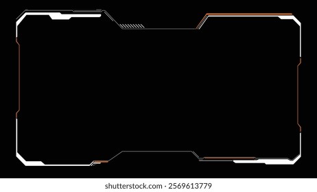 Digital design frame. Gaming menu touching cyber monitoring dashboard panels HUD futuristic user interface frame template. Sci Fi high tech screens. Cyberspace head-up display interface