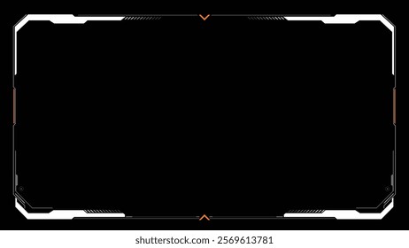 Digital design frame. Gaming menu touching cyber monitoring dashboard panels HUD futuristic user interface frame template. Sci Fi high tech screens. Cyberspace head-up display interface